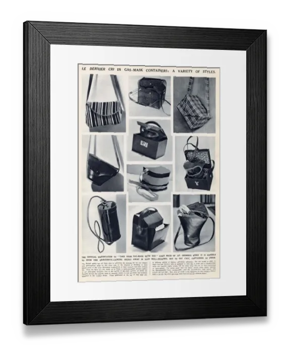Framed Print : Article in The Illustrated London News showing a variety of chic bags Framed Print : Article in The Illustrated London News showing a variety of chic bags