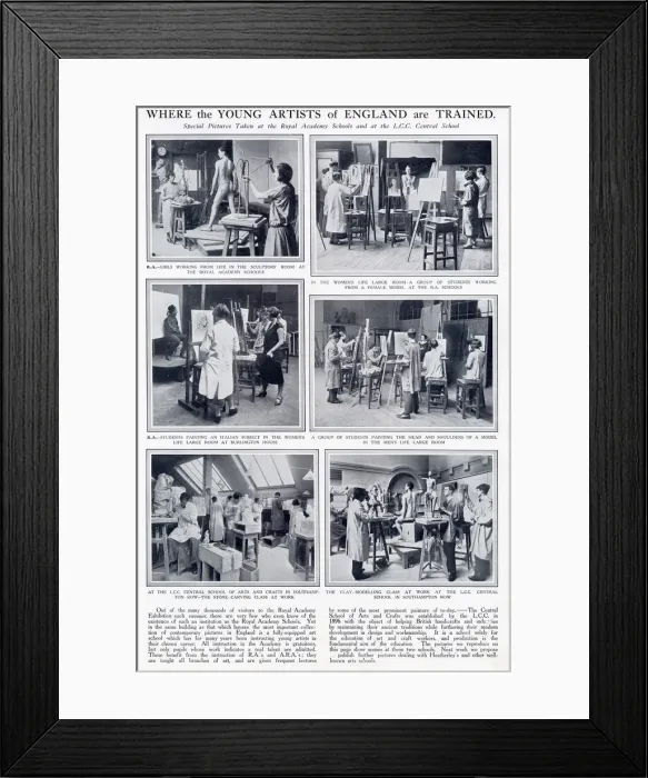 Framed Print : Page from The Sphere reporting on art students at the Royal Academy Framed Print : Page from The Sphere reporting on art students at the Royal Academy