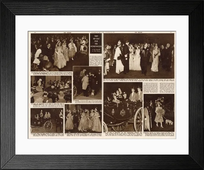 Framed Print : Page from The Sphere showing the newly married Princess Elizabeth Framed Print : Page from The Sphere showing the newly married Princess Elizabeth