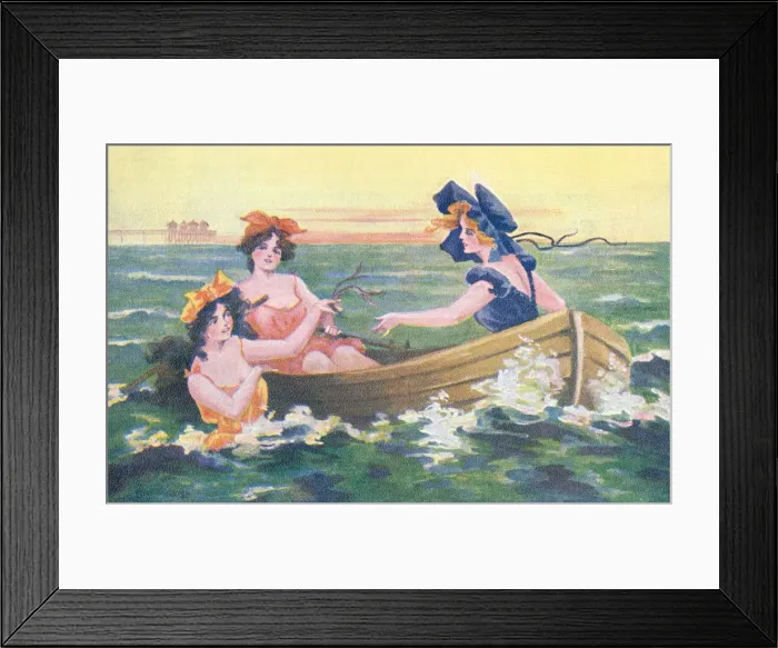 Framed Print : Edwardian Bathing