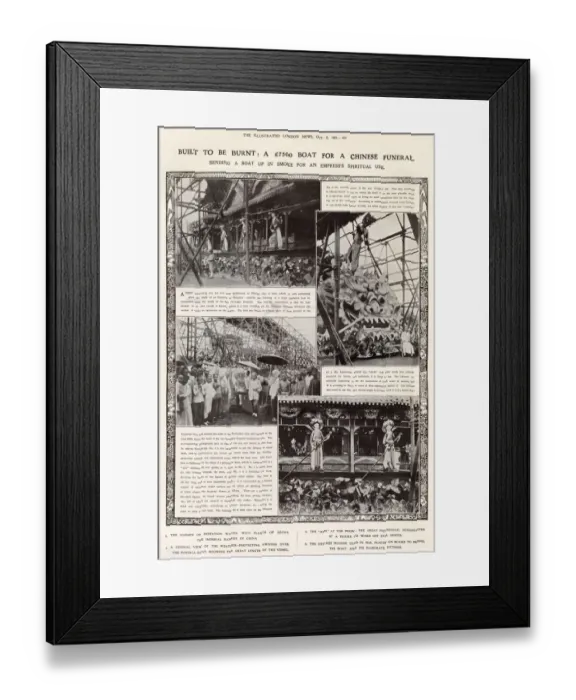 Framed Print : Built to be burnt: a u7500 boat for a Chinese funeral. Sending a boat up in smoke for a Framed Print : Built to be burnt: a u7500 boat for a Chinese funeral. Sending a boat up in smoke for a