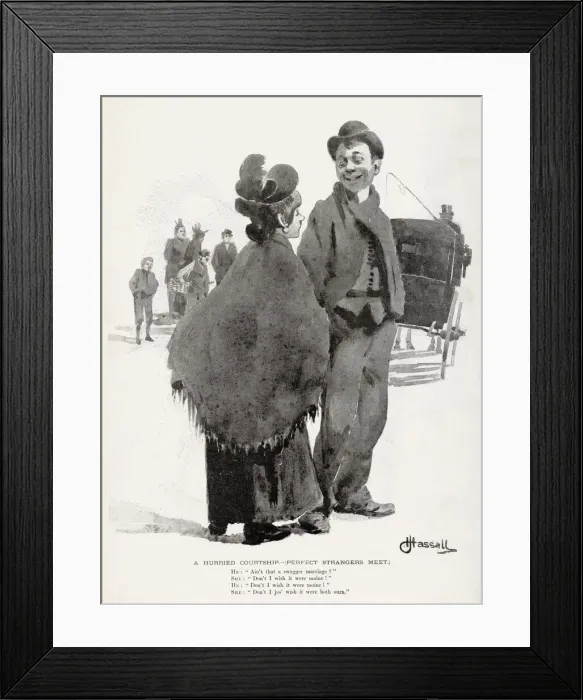 Framed Print : A Hurried Courtship by John Hassall Framed Print : A Hurried Courtship by John Hassall