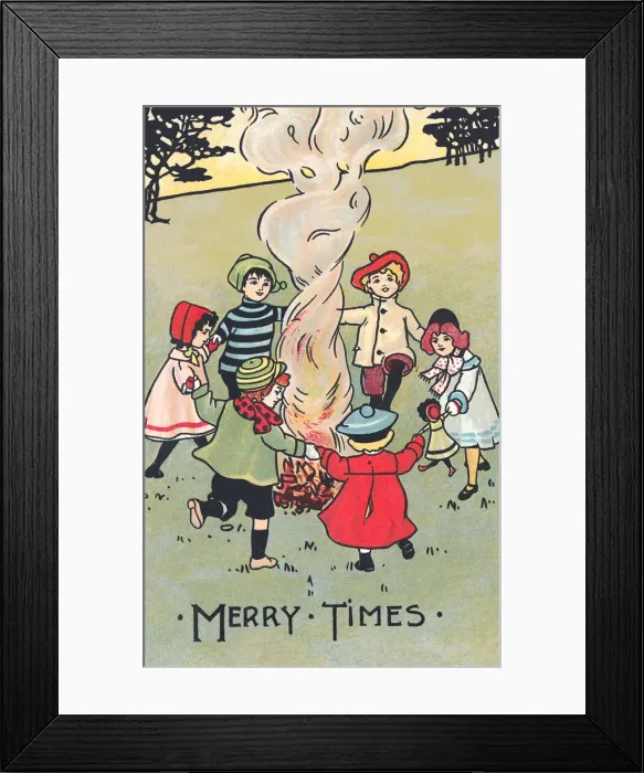 Framed Print : Children Round a Bonfire Framed Print : Children Round a Bonfire