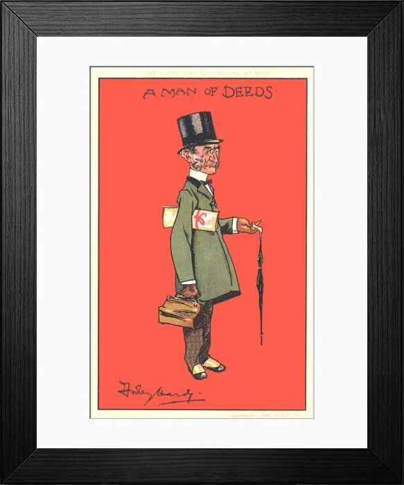 Framed Print : Solicitor. A Man of Deeds. A cartoon of a typical solicitor Framed Print : Solicitor. A Man of Deeds. A cartoon of a typical solicitor