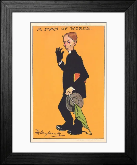 Framed Print : Parson. A Man of Words. A cartoon of a typical parson Framed Print : Parson. A Man of Words. A cartoon of a typical parson