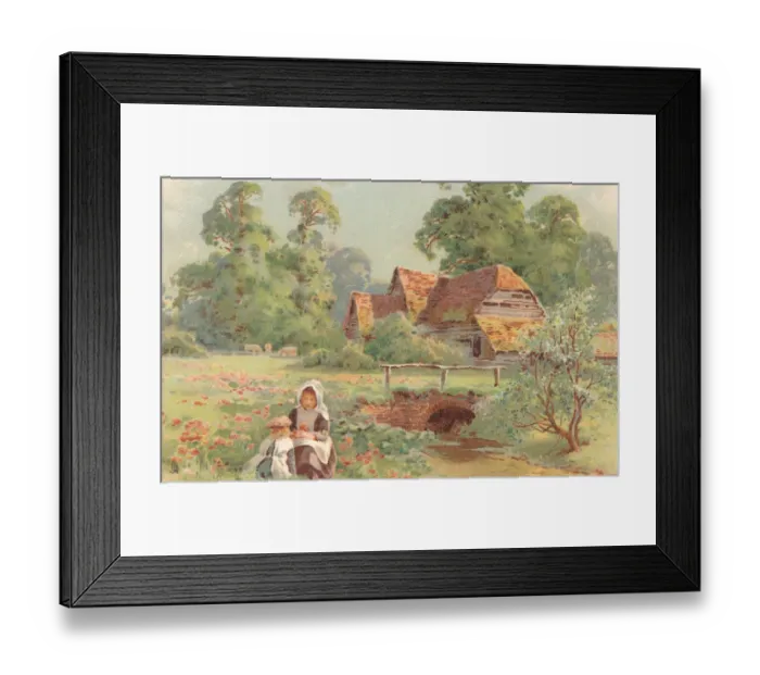 Framed Print : Girls in a Rural Scene Framed Print : Girls in a Rural Scene