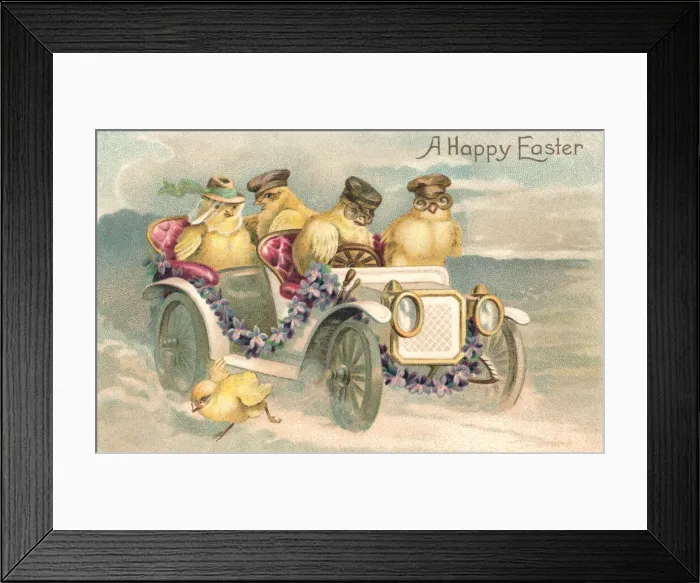 Framed Print : Chicks in an Automobile Framed Print : Chicks in an Automobile