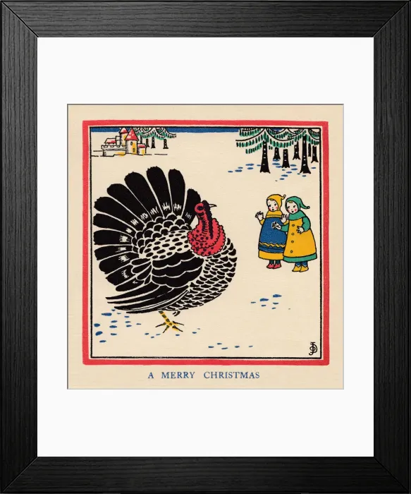 Framed Print : Children and a Turkey Framed Print : Children and a Turkey