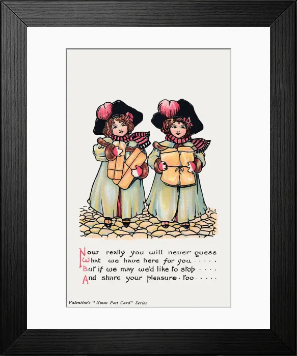 Framed Print : Two Girls with Gifts Framed Print : Two Girls with Gifts