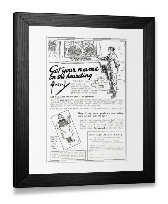 Framed Print : John Hassall Correspondence Art School advertisement, 1917 Framed Print : John Hassall Correspondence Art School advertisement, 1917