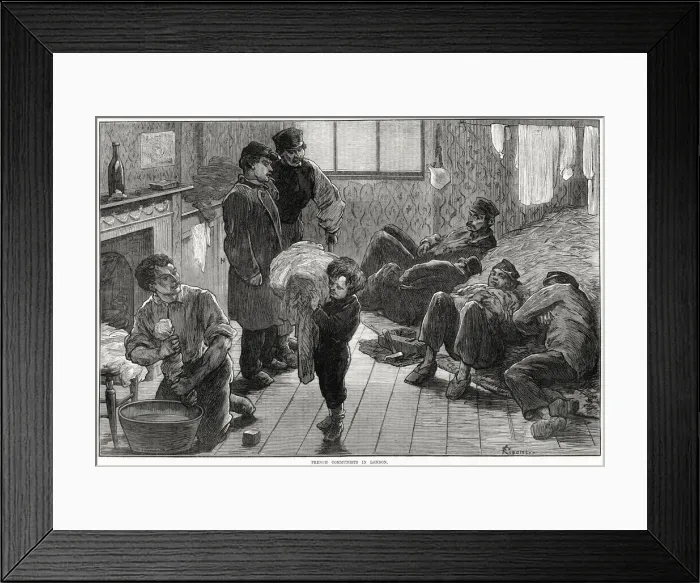 Framed Print : French Communists in London, living crowded together in basic lodgings. Date: 1872 Framed Print : French Communists in London, living crowded together in basic lodgings. Date: 1872