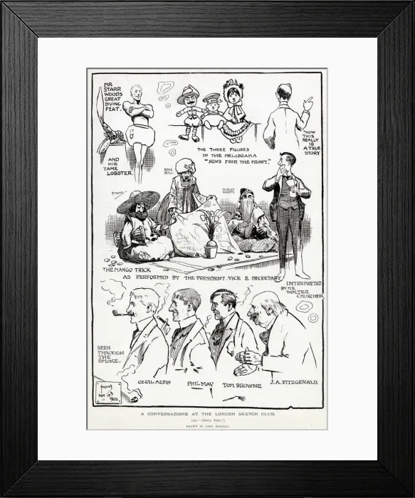 Framed Print : A Conversazione at the London Sketch Club, John Hassall Framed Print : A Conversazione at the London Sketch Club, John Hassall
