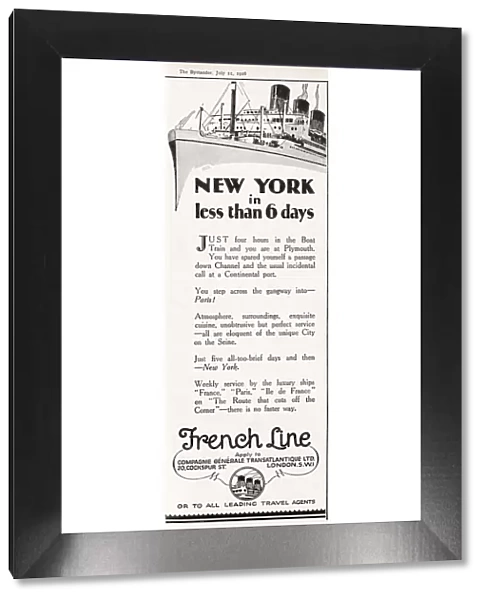 New York in less than 6 days. French Line advert. Date: 1928
