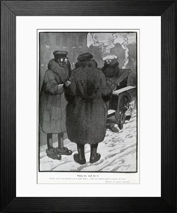 Framed Print : Taking his word for it by John Hassall, motoring fashions Framed Print : Taking his word for it by John Hassall, motoring fashions
