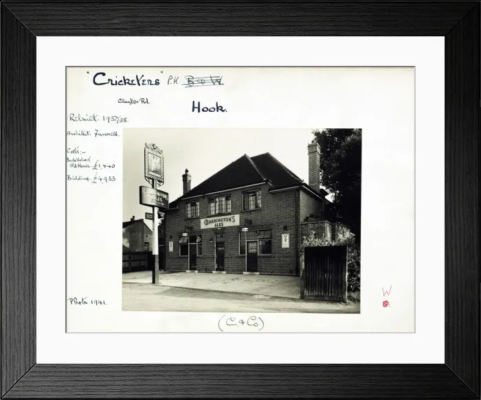 Framed Print : Photograph of Cricketers PH, Hook, Surrey Framed Print : Photograph of Cricketers PH, Hook, Surrey