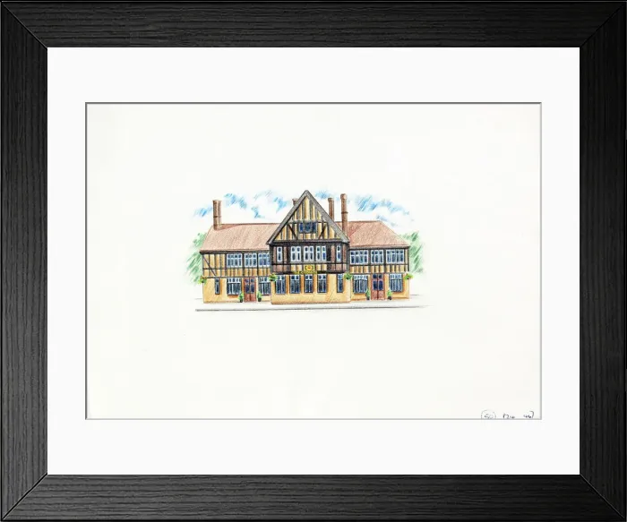 Framed Print : Sketch of Crown PH, Croydon, Surrey Framed Print : Sketch of Crown PH, Croydon, Surrey