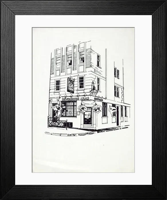 Framed Print : Sketch of Devonshire Arms, Marylebone, London Framed Print : Sketch of Devonshire Arms, Marylebone, London