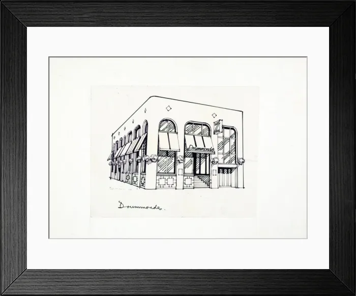Framed Print : Sketch of Drummonds Hotel, Chelsea, London Framed Print : Sketch of Drummonds Hotel, Chelsea, London