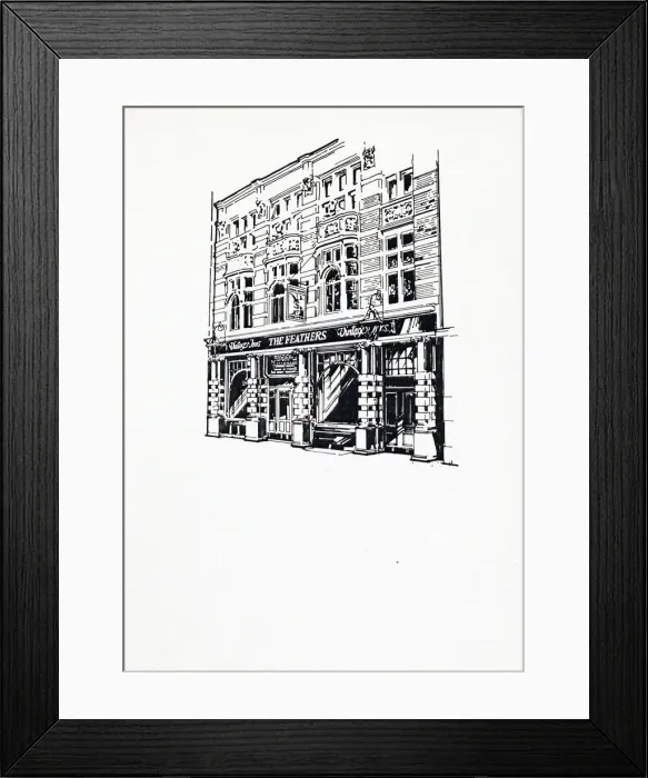 Framed Print : Sketch of Feathers Hotel, Westminster, London Framed Print : Sketch of Feathers Hotel, Westminster, London