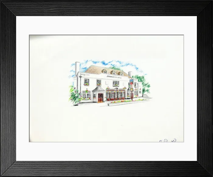 Framed Print : Sketch of Freemasons Arms, Hampstead (New), London Framed Print : Sketch of Freemasons Arms, Hampstead (New), London