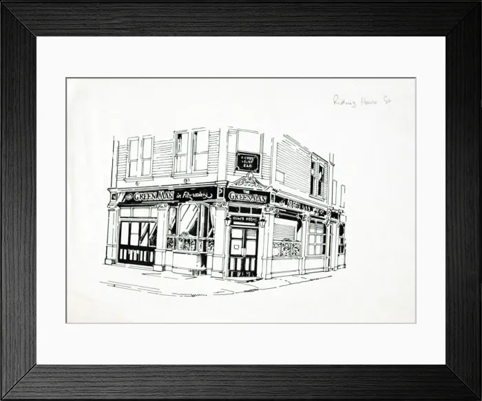 Framed Print : Sketch of Green Man PH, Marylebone, London Framed Print : Sketch of Green Man PH, Marylebone, London