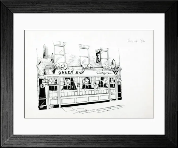 Framed Print : Sketch of Green Man PH, Soho, London Framed Print : Sketch of Green Man PH, Soho, London