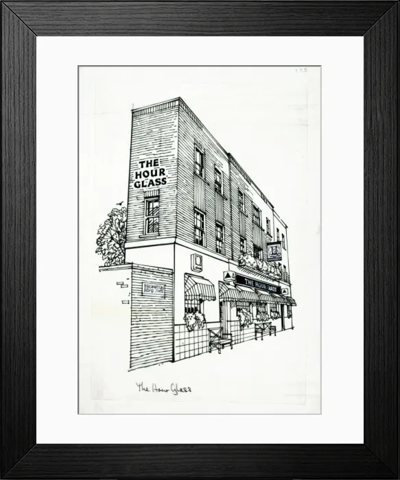 Framed Print : Sketch of Hour Glass PH, Kensington, London Framed Print : Sketch of Hour Glass PH, Kensington, London