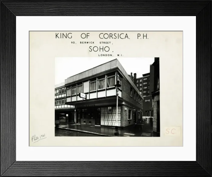 Framed Print : Photograph of King of Corsica PH, Soho, London Framed Print : Photograph of King of Corsica PH, Soho, London