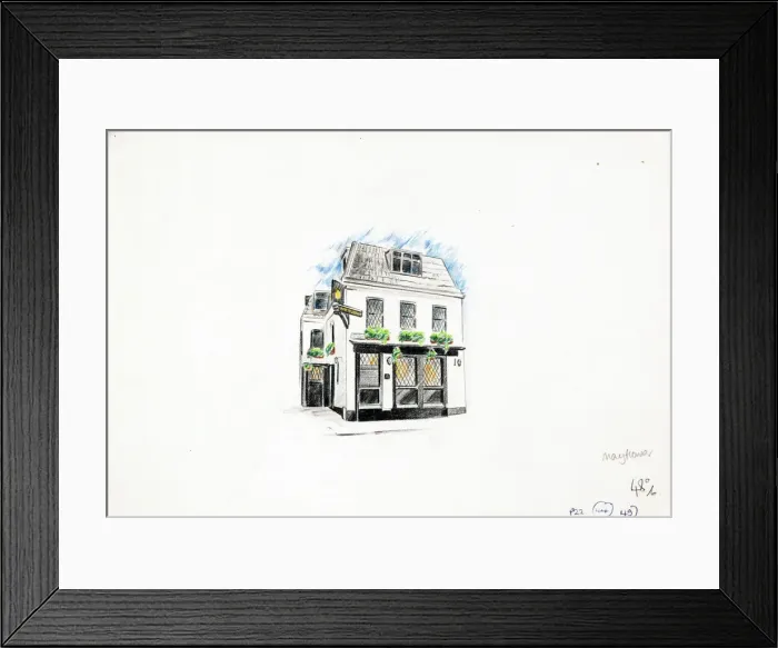 Framed Print : Sketch of Mayflower PH, Rotherhithe, London Framed Print : Sketch of Mayflower PH, Rotherhithe, London