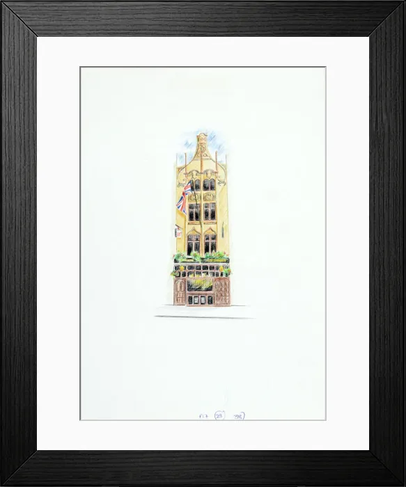 Framed Print : Sketch of Old Shades PH, Whitehall, London Framed Print : Sketch of Old Shades PH, Whitehall, London