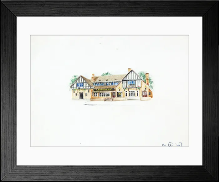 Framed Print : Sketch of Old White Lion PH, Finchley, London Framed Print : Sketch of Old White Lion PH, Finchley, London