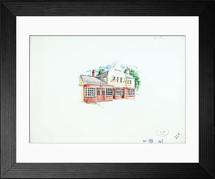 Framed Print : Sketch of Olde Foxe PH, Coulsdon Common, Surrey Framed Print : Sketch of Olde Foxe PH, Coulsdon Common, Surrey