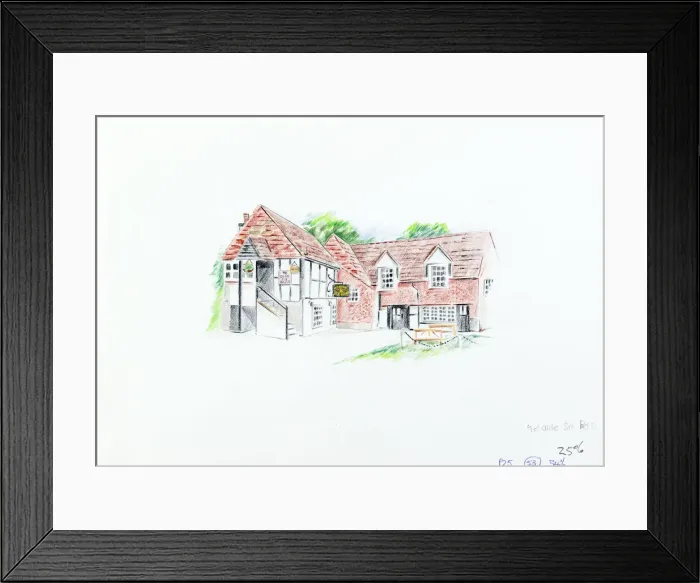 Framed Print : Sketch of Olde Six Bells PH, Horley, Sussex Framed Print : Sketch of Olde Six Bells PH, Horley, Sussex