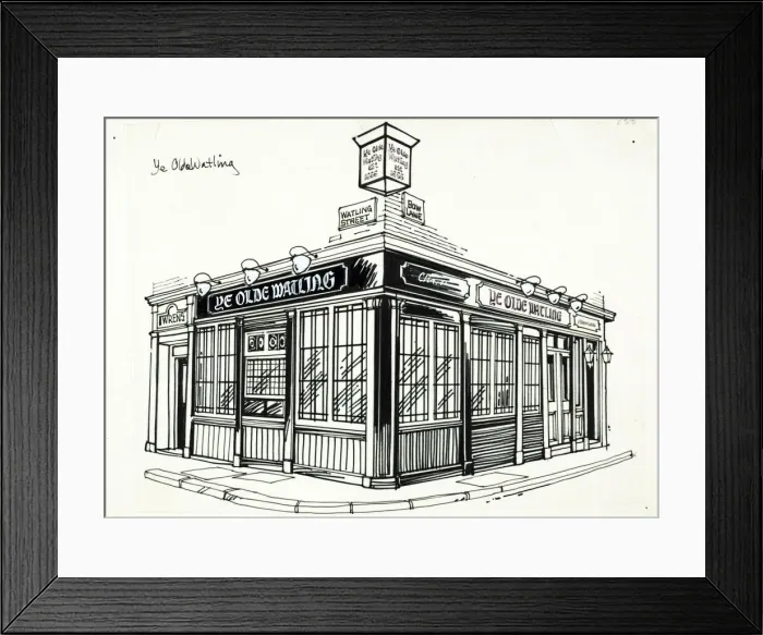 Framed Print : Sketch of Olde Watling PH, Bow, London Framed Print : Sketch of Olde Watling PH, Bow, London