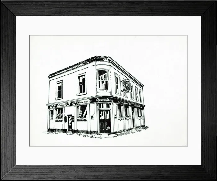 Framed Print : Sketch of Queens Arms, Kensington, London Framed Print : Sketch of Queens Arms, Kensington, London