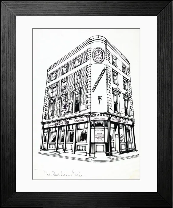 Framed Print : Sketch of Red Lion PH, Shaftesbury Avenue, London Framed Print : Sketch of Red Lion PH, Shaftesbury Avenue, London
