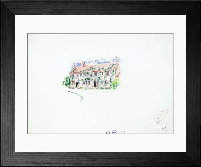 Framed Print : Sketch of Red Lion PH, Stoke Poges, Buckinghamshire Framed Print : Sketch of Red Lion PH, Stoke Poges, Buckinghamshire