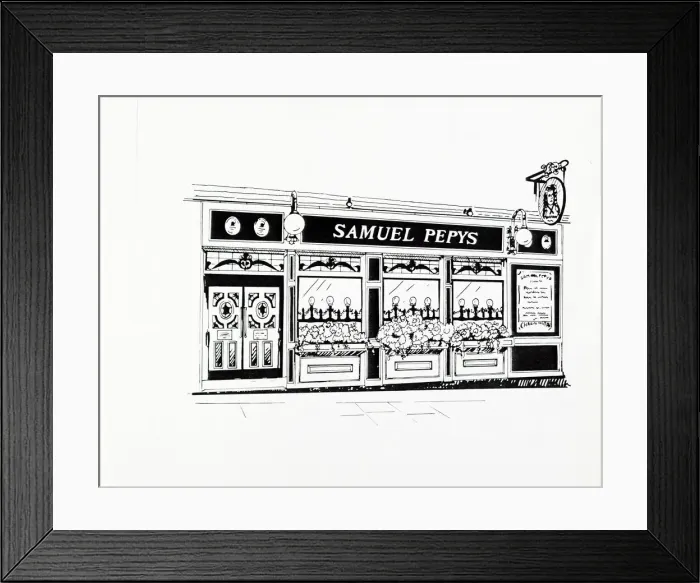 Framed Print : Sketch of Samuel Pepys PH, Blackfriars, London Framed Print : Sketch of Samuel Pepys PH, Blackfriars, London
