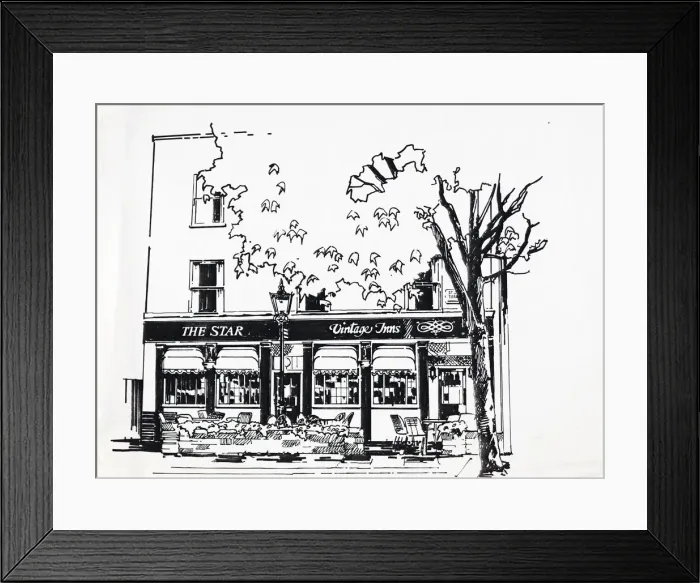 Framed Print : Sketch of Star PH, St Johns Wood, London Framed Print : Sketch of Star PH, St Johns Wood, London
