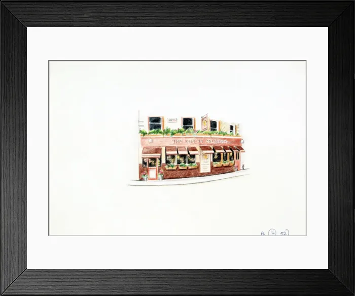 Framed Print : Sketch of Sun In Splendour PH, Notting Hill, London Framed Print : Sketch of Sun In Splendour PH, Notting Hill, London