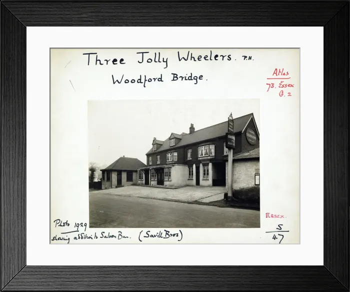 Framed Print : Three Jolly Wheelers PH, Woodford Bridge, Greater London Framed Print : Three Jolly Wheelers PH, Woodford Bridge, Greater London