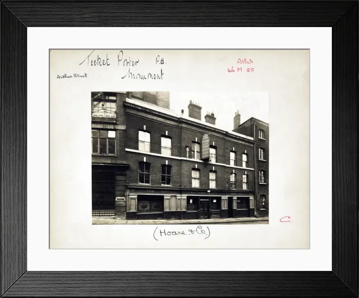 Framed Print : Photograph of Ticket Porter PH, Monument, London Framed Print : Photograph of Ticket Porter PH, Monument, London