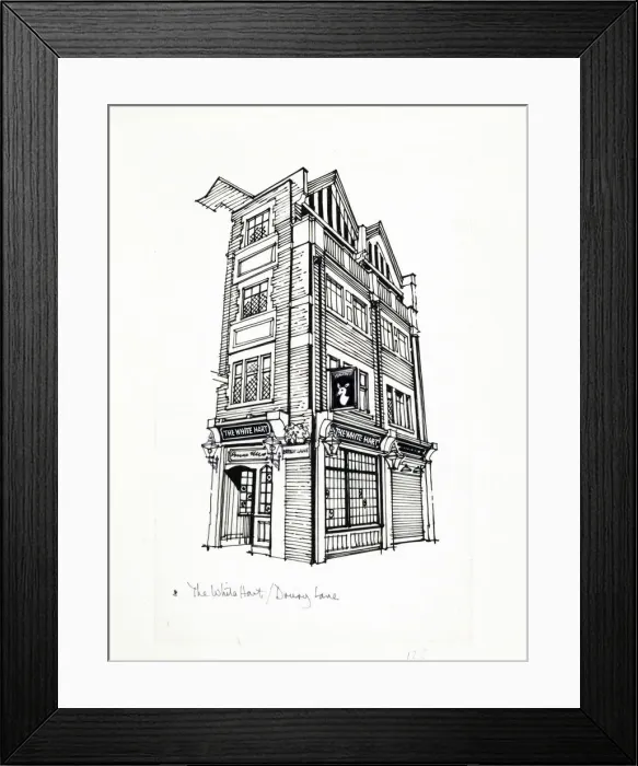 Framed Print : Sketch of White Hart PH, Holborn, London Framed Print : Sketch of White Hart PH, Holborn, London