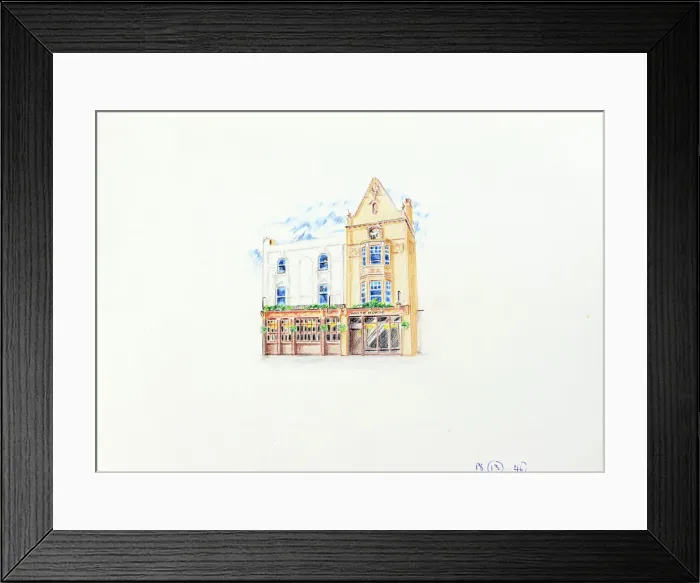 Framed Print : Sketch of White Horse PH, Parsons Green, London Framed Print : Sketch of White Horse PH, Parsons Green, London
