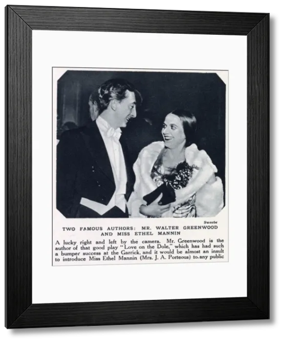 Framed Print : Walter Greenwood and Ethel Mannin Framed Print : Walter Greenwood and Ethel Mannin