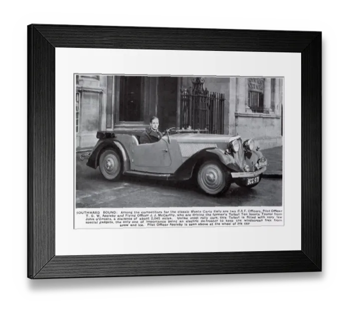 Framed Print : Pilot Officer T G W Appleby in a Talbot Ten Sports Tourer Framed Print : Pilot Officer T G W Appleby in a Talbot Ten Sports Tourer