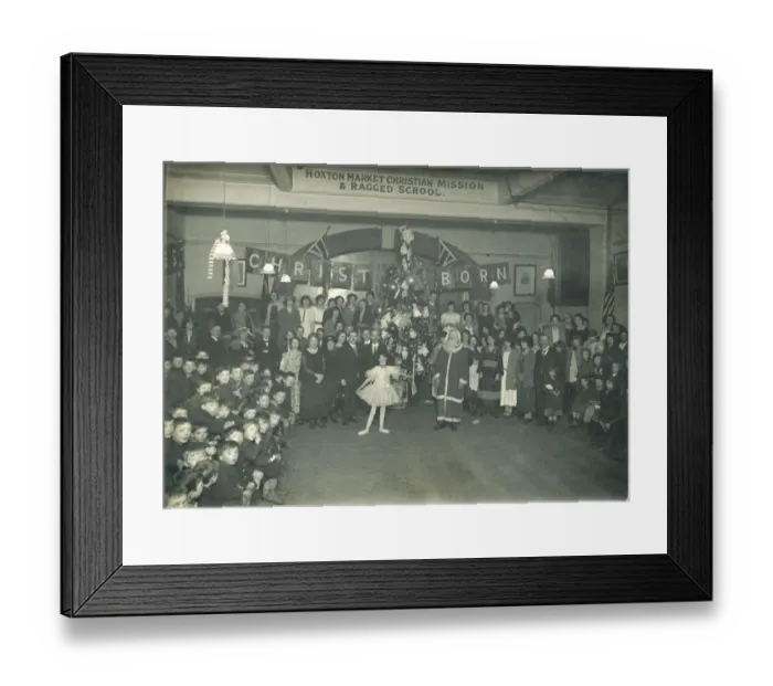 Framed Print : New Year party at the Hoxton Market Christian Mission and Ragged School in January 1924 Framed Print : New Year party at the Hoxton Market Christian Mission and Ragged School in January 1924