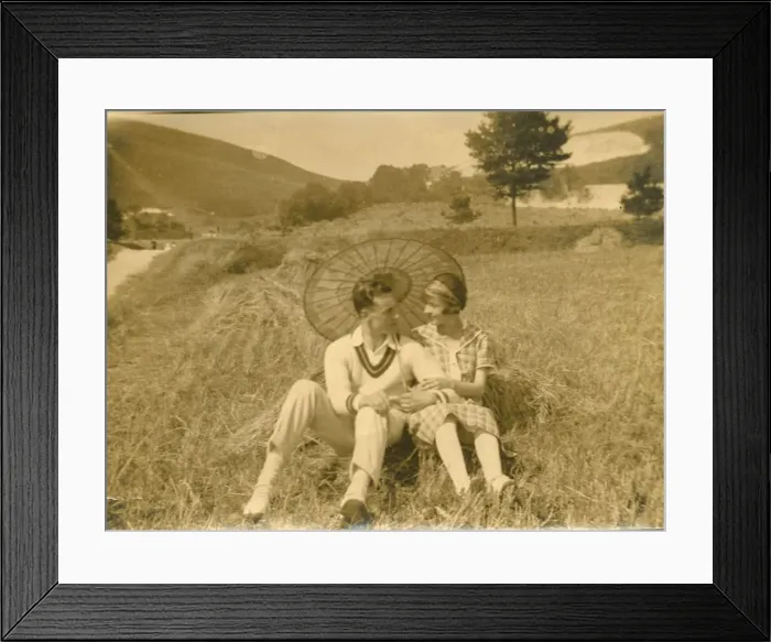 Framed Print : A young couple, Ivy A. Hill and Bruce Lindemann, pose together for a romantic photograph Framed Print : A young couple, Ivy A. Hill and Bruce Lindemann, pose together for a romantic photograph