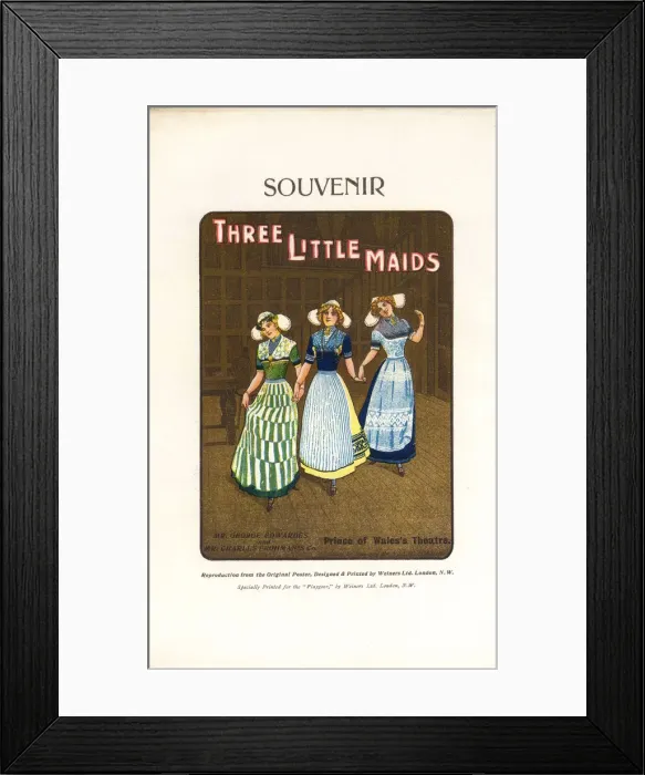 Framed Print : Reproduction of the poster, printed by Weiner s, for Three Little Maids staged Framed Print : Reproduction of the poster, printed by Weiner s, for Three Little Maids staged