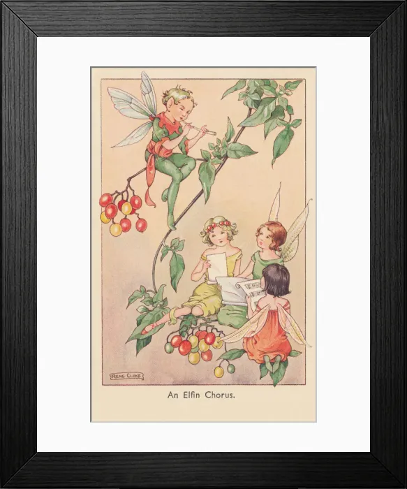 Framed Print : Fairyland. An Elfin Chorous. A fairy choir accompanied by a fairy piper Framed Print : Fairyland. An Elfin Chorous. A fairy choir accompanied by a fairy piper